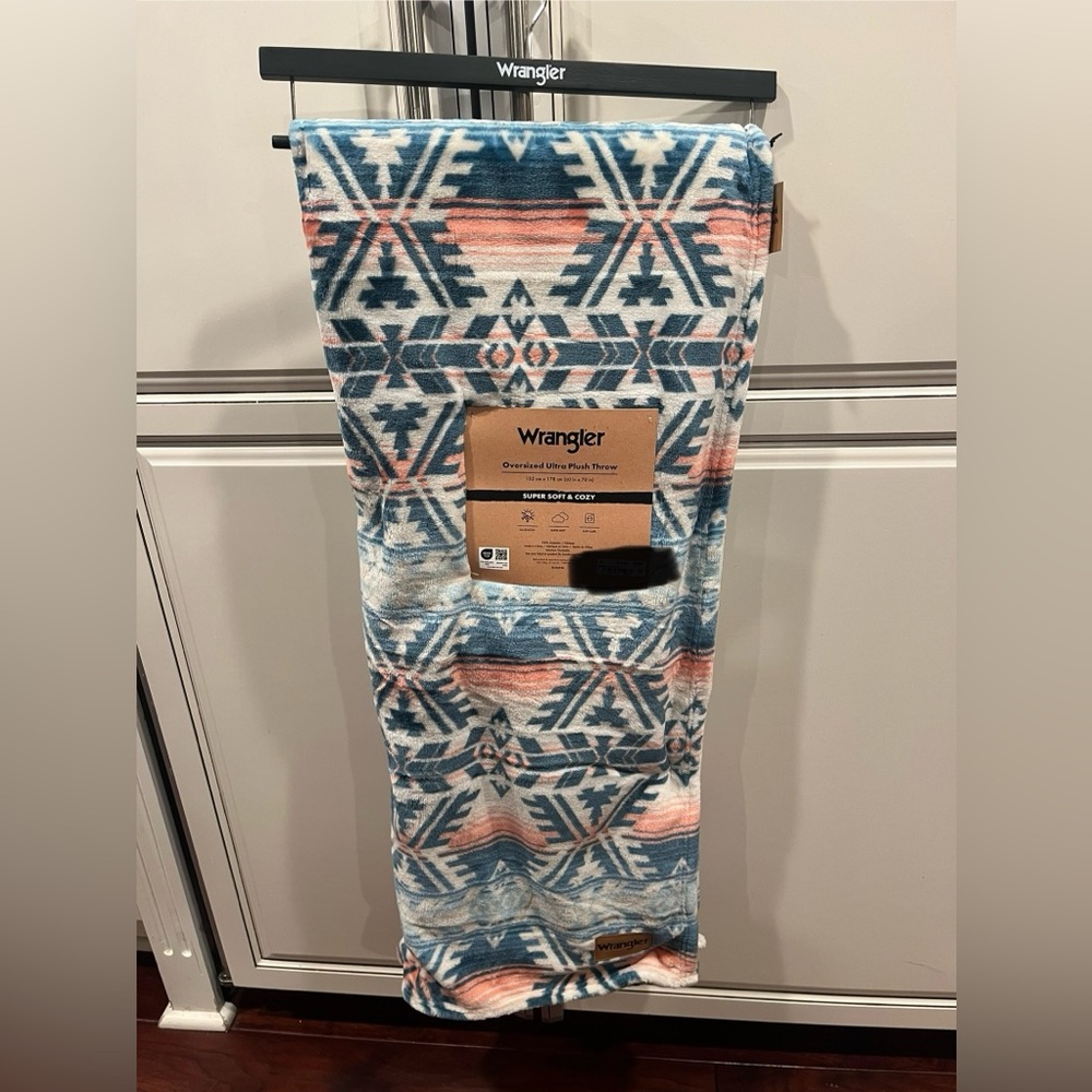 Wrangler Ultra Plush Throw Blanket with Geometric Aztec Design